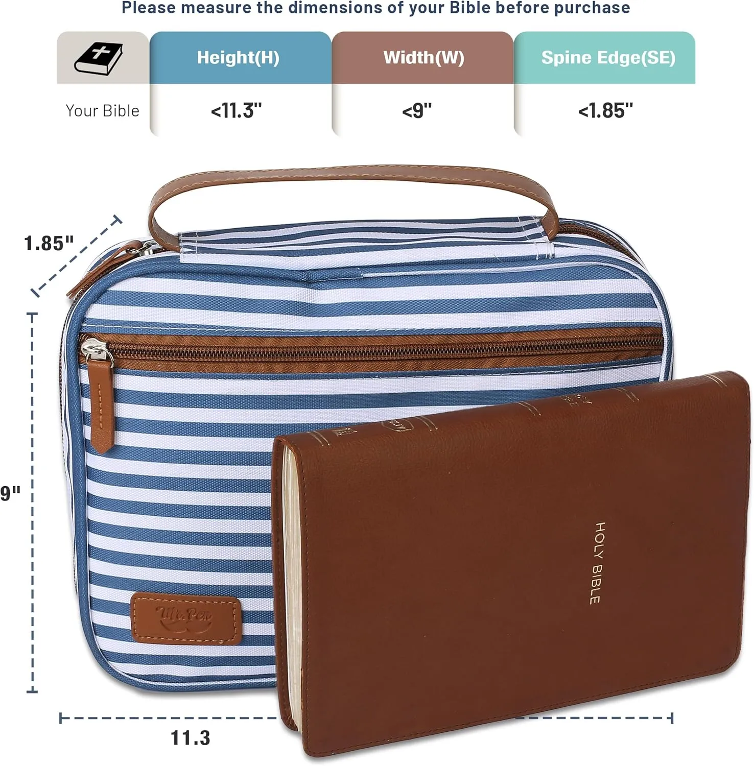 Mr. Pen- Bible Case, Stripe Pattern Bible Cover, Bible Cases, Bible Case Bag for Women and Men, Mother's Day Gift