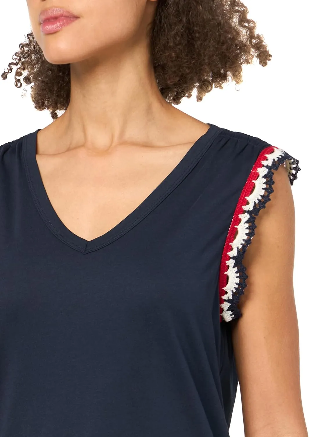 Nautica Women's Solid Cotton V-Neck Sleeveless Top
