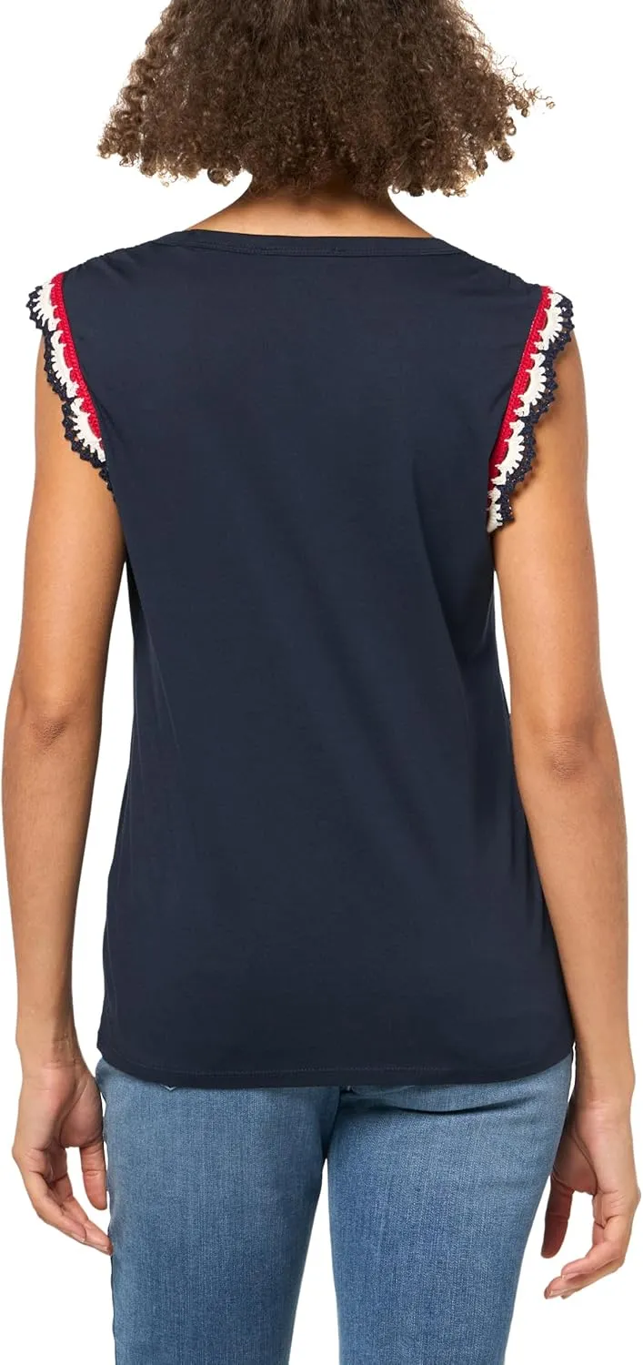 Nautica Women's Solid Cotton V-Neck Sleeveless Top