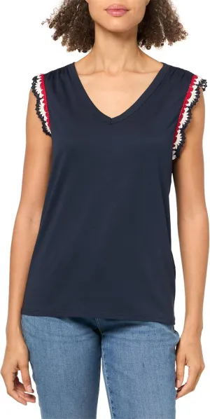 Nautica Women's Solid Cotton V-Neck Sleeveless Top