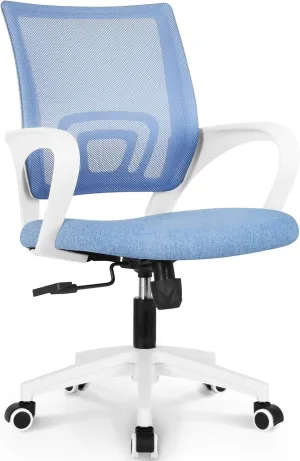 NEO CHAIR Office Desk Computer Chair Ergonomic Mesh Gaming Mid Back Seat with Comfy Lumbar Support Adjustable Height Swivel for Home Task (Sky Blue)