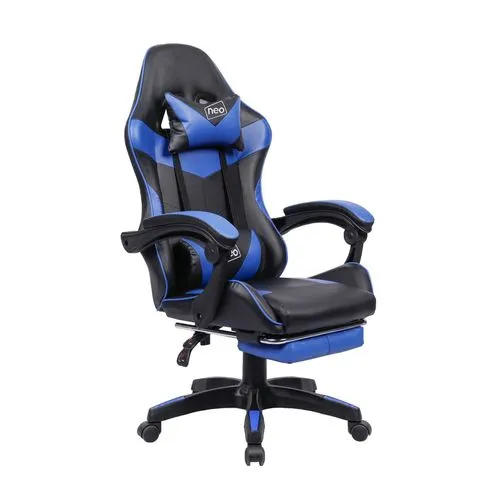 Neo Reclining Gaming Office Chair – Green, PU Leather with Footrest, Lumbar & Headrest Support