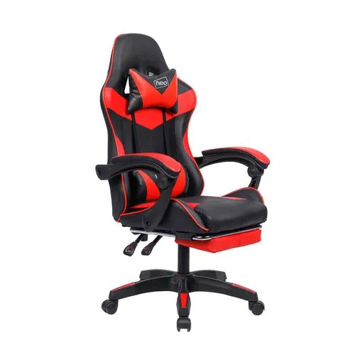 Neo Reclining Gaming Office Chair – Green, PU Leather with Footrest, Lumbar & Headrest Support