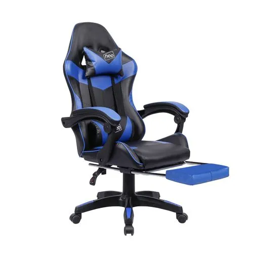 Neo Reclining Gaming Office Chair – Green, PU Leather with Footrest, Lumbar & Headrest Support
