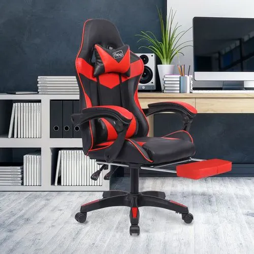 Neo Reclining Gaming Office Chair – Green, PU Leather with Footrest, Lumbar & Headrest Support