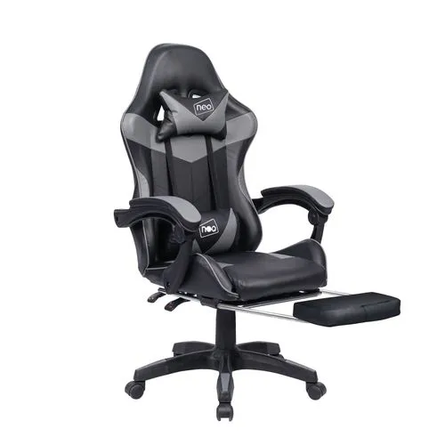 Neo Reclining Gaming Office Chair – Green, PU Leather with Footrest, Lumbar & Headrest Support