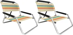 Neso Beach Chairs 2 Pack | Water Resistant with Shoulder Strap and Slip Pocket | Folds Thin (Rainbow, Regular)