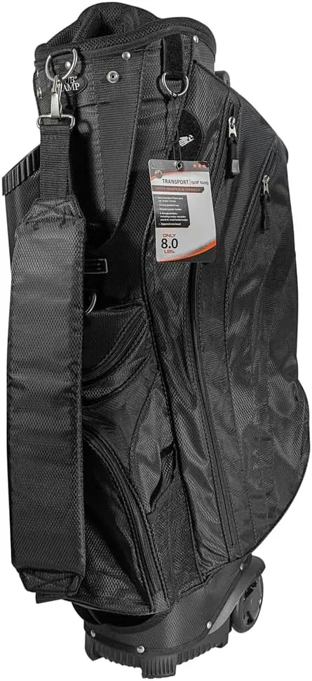 New Club Champ Golf Transport Cart Bag with Wheels 14-Way Top - Black