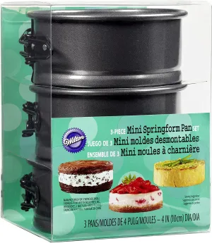 New in package! Wilton 2105-2174 Mini Springform Pan, Set of 3! Perfect for baking individual desserts/recipes