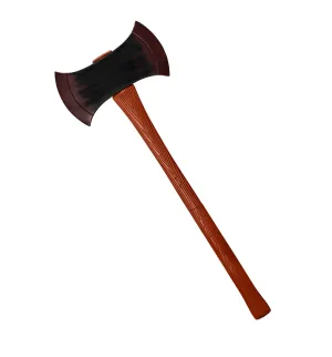 Nicky Bigs Novelties Double-Bladed Bloody Axe Prop 30" Killer Clown Evil Psycho Costume Weapon Fake Plastic Horror Lumberjack Cosplay Accessory for Men and Women