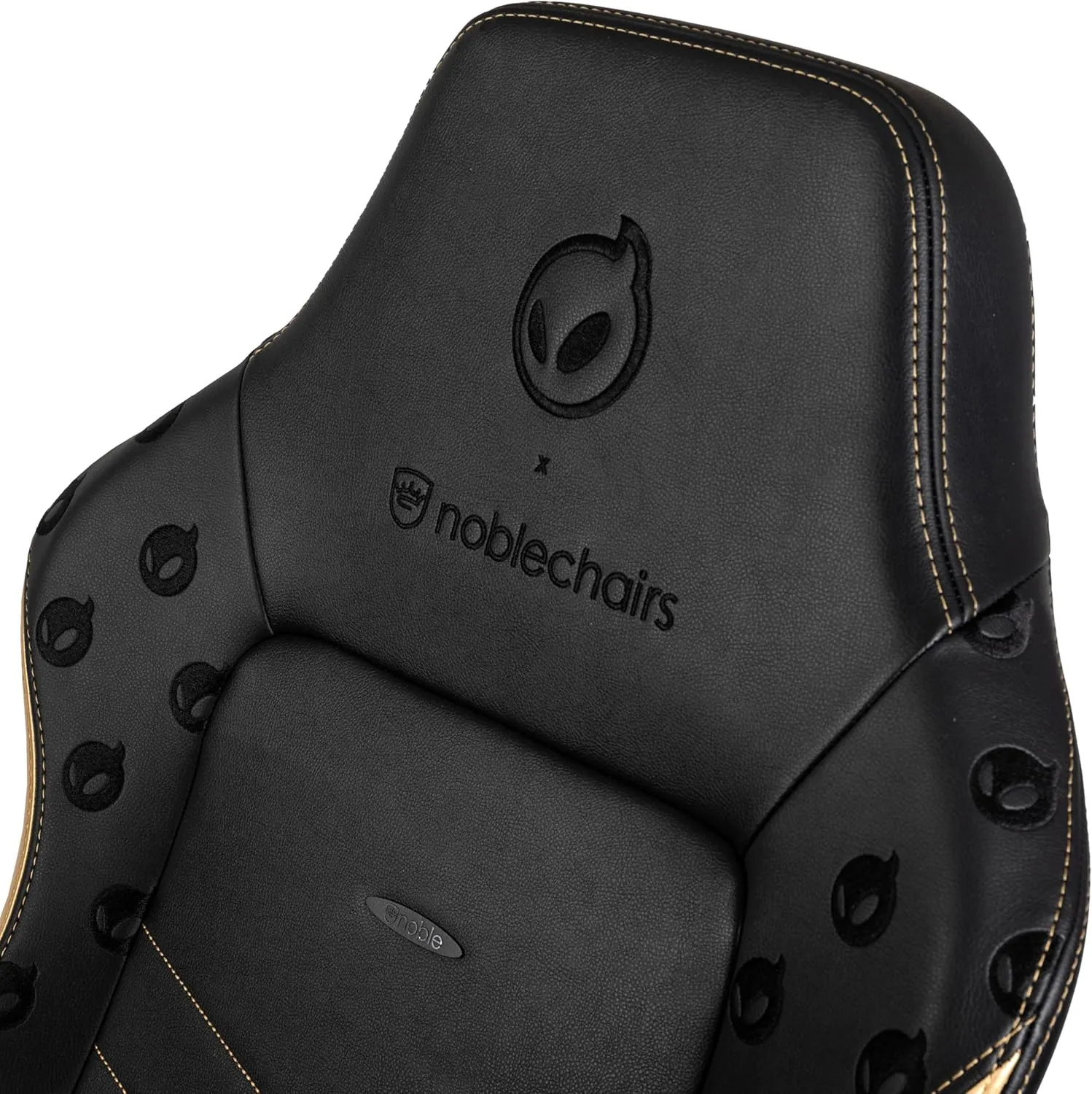 noblechairs Hero Dignitas Edition Gaming Chair - Ergonomic Design with 4D Armrests, Adjustable Lumbar Support, Magnetic Customization, Durable PU Leather, Black/Gold - Supports 150 kg / 330 lbs