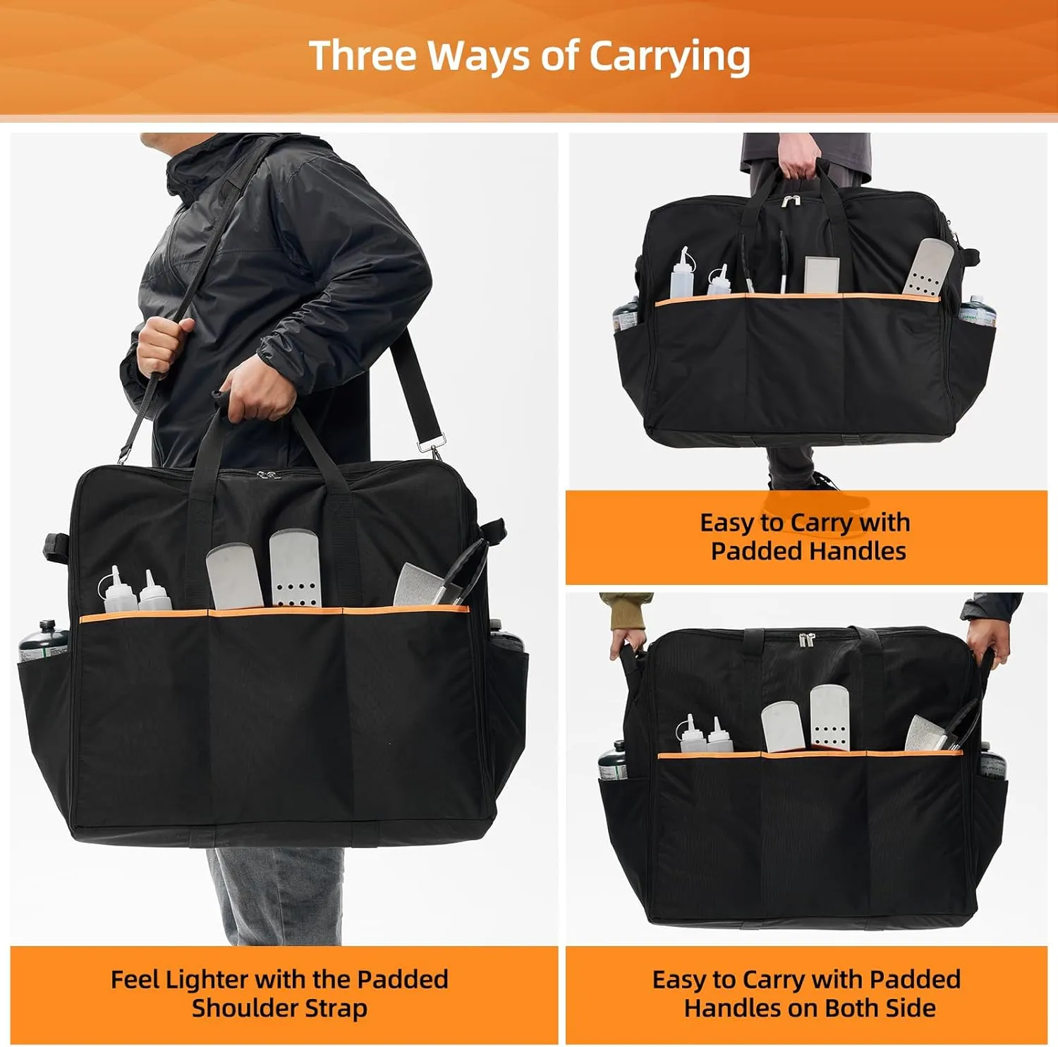 NOELIFE Upgraded Carry Bag for Blackstone 22 inch Griddle & 17 inch Grill with Hood on Stand, Reinforced Hardware & Rip-Proof Heavy Duty Fabric, Outdoor Tabletop Grill Carrying Case, Black (Bag Only)