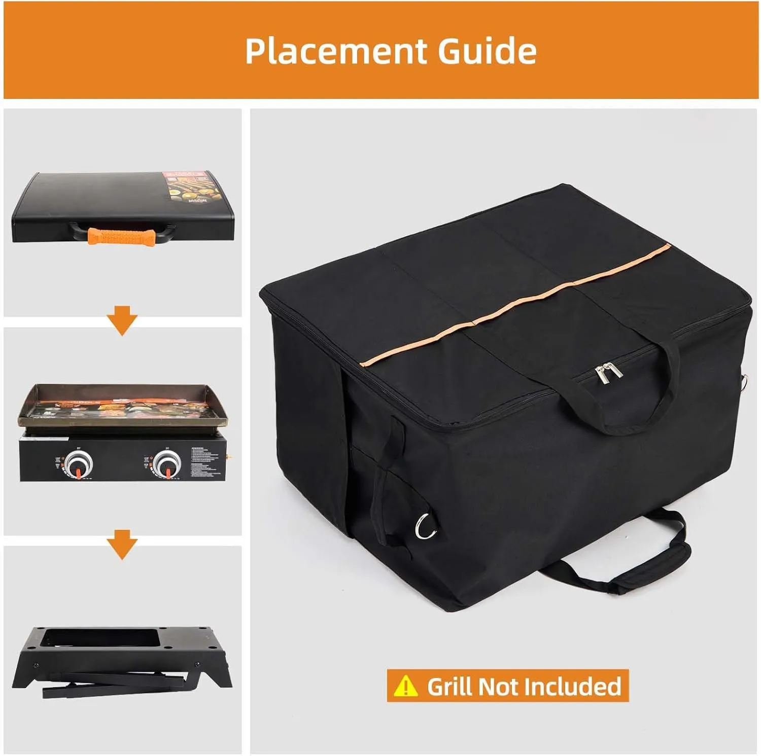 NOELIFE Upgraded Carry Bag for Blackstone 22 inch Griddle & 17 inch Grill with Hood on Stand, Reinforced Hardware & Rip-Proof Heavy Duty Fabric, Outdoor Tabletop Grill Carrying Case, Black (Bag Only)