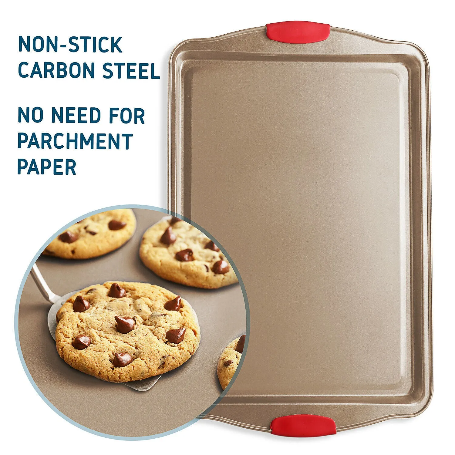 Non-Stick Baking Pan Cookie Sheet Set With Spatula & Brushes 6 Pieces