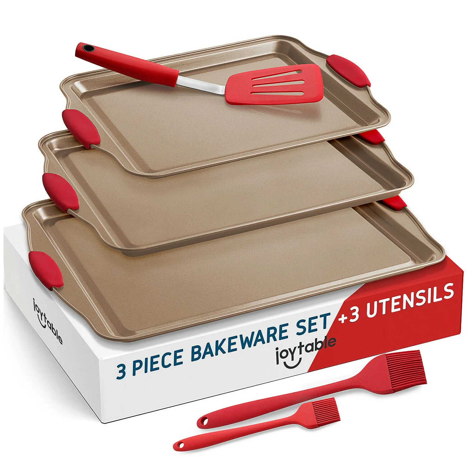 Non-Stick Baking Pan Cookie Sheet Set With Spatula & Brushes 6 Pieces