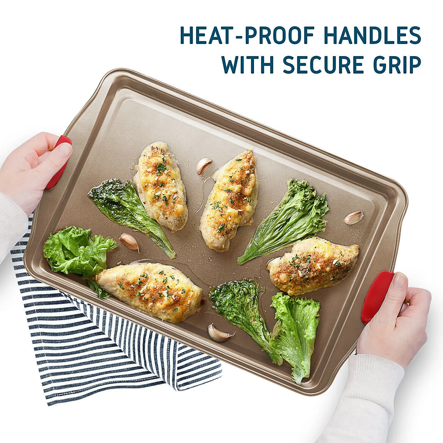 Non-Stick Baking Pan Cookie Sheet Set With Spatula & Brushes 6 Pieces
