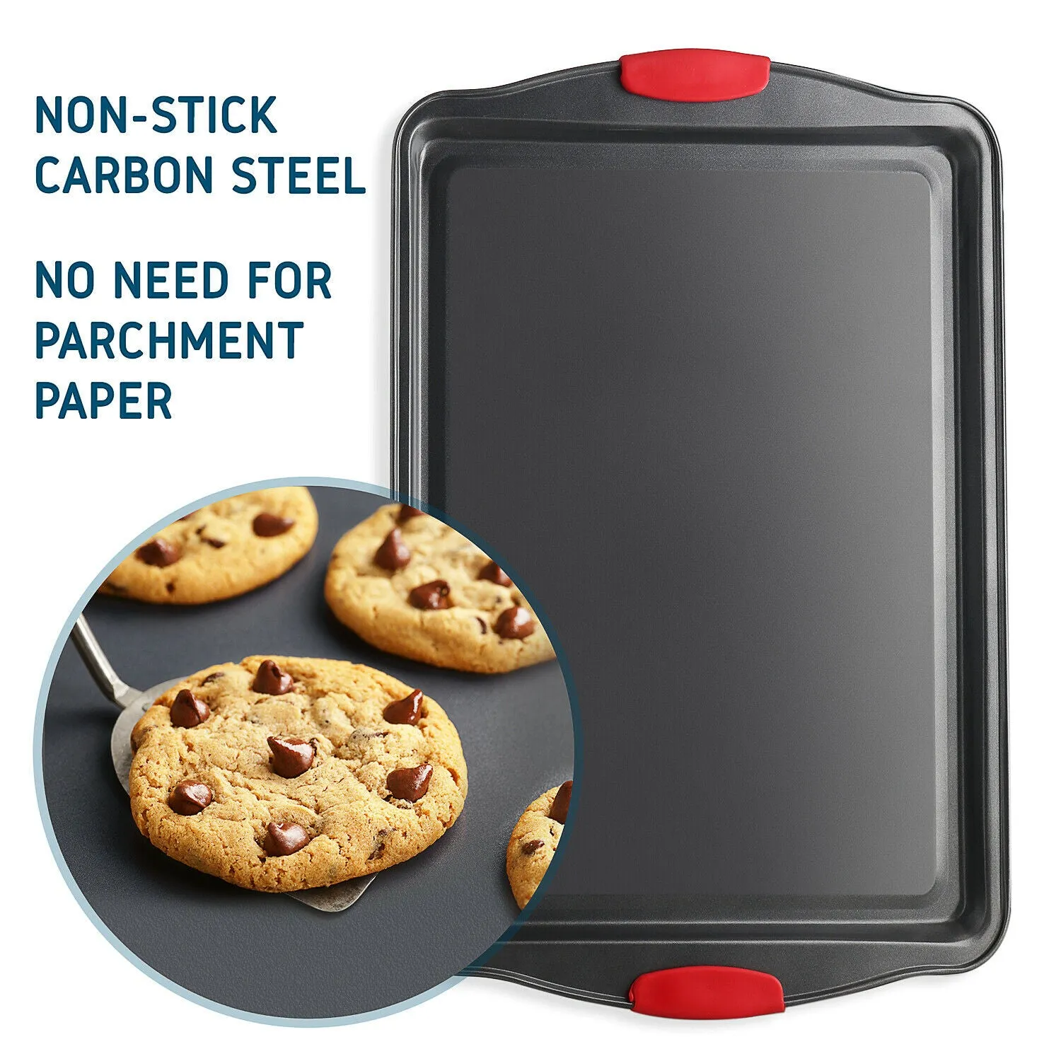 Non-Stick Baking Pan Cookie Sheet Set With Spatula & Brushes 6 Pieces