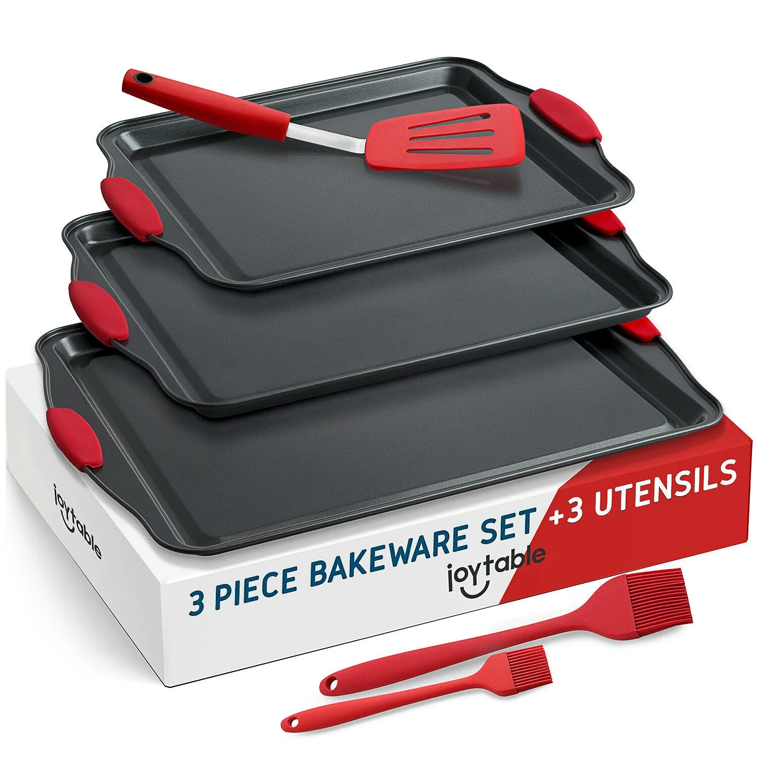 Non-Stick Baking Pan Cookie Sheet Set With Spatula & Brushes 6 Pieces