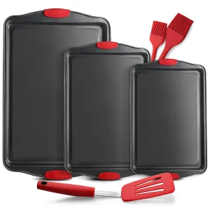 Non-Stick Baking Pan Cookie Sheet Set With Spatula & Brushes 6 Pieces