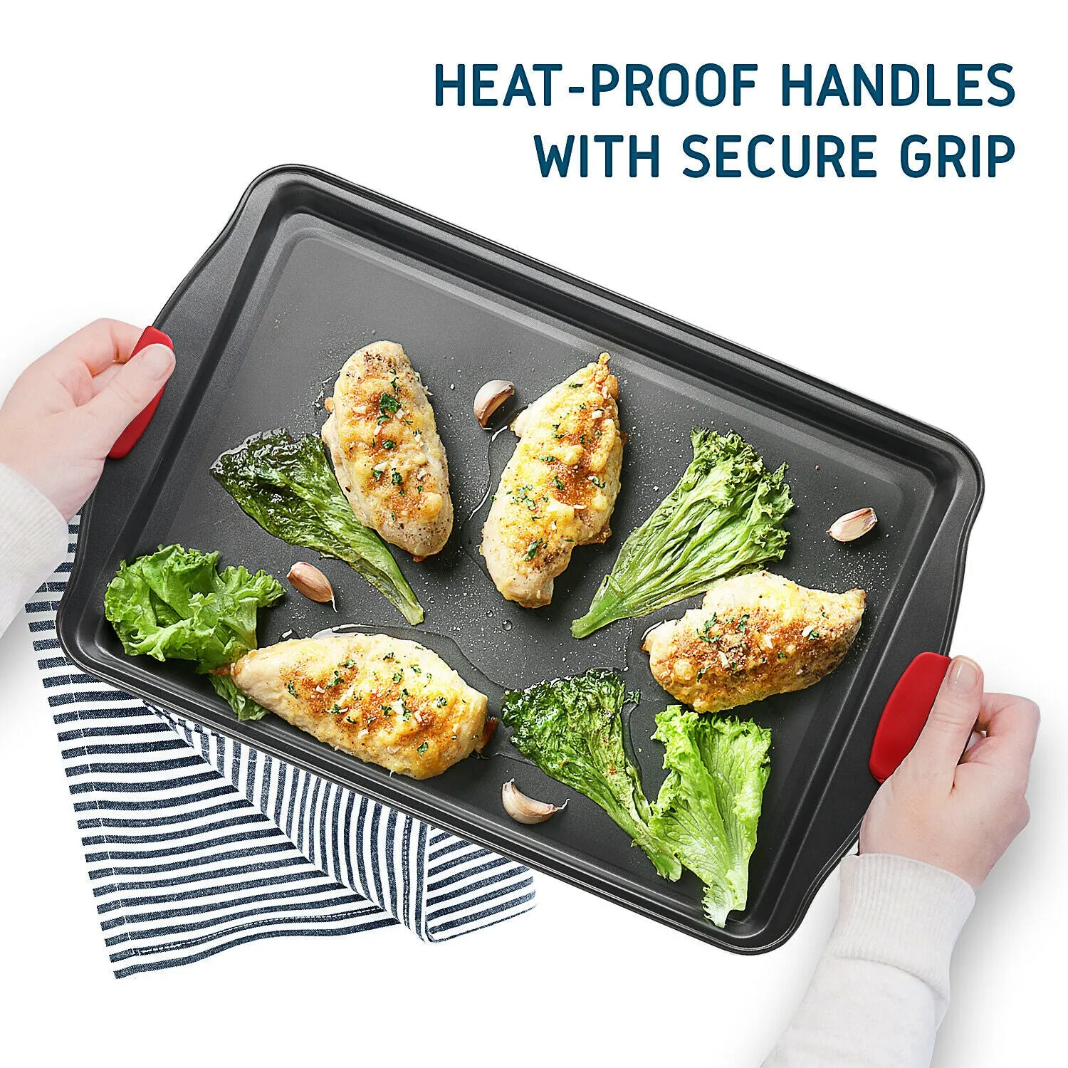 Non-Stick Baking Pan Cookie Sheet Set With Spatula & Brushes 6 Pieces