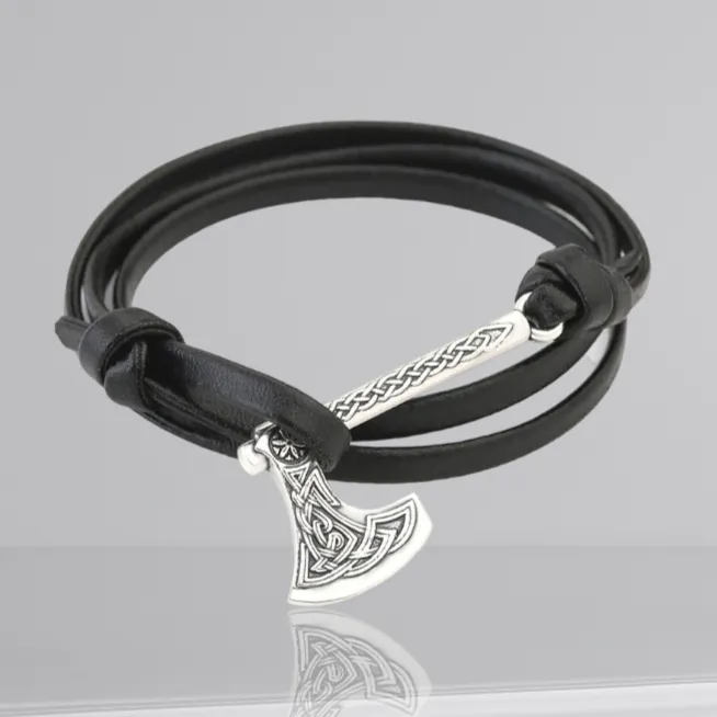Nordic Axe Leather Bracelet