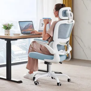 Office Chair Ergonomic Desk Chair, 330 LBS Home Mesh Office Desk Chairs with Wheels, Comfortable Gaming Chair, High Back Office Chair for Long Hours (Blue)