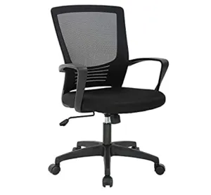 Office Chair Ergonomic Desk Chair Swivel Rolling Computer Chair Executive Lumbar Support Task Mesh Chair Metal Base for Home&Office, Black