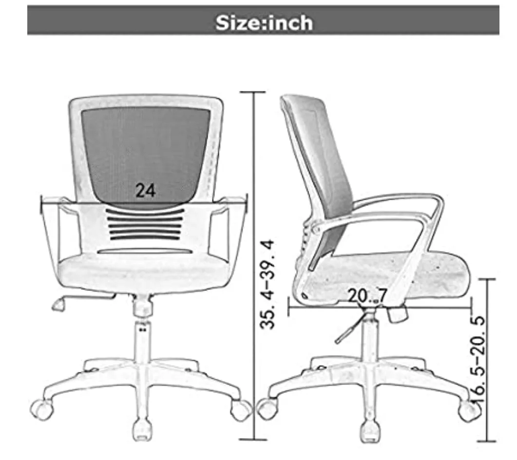 Office Chair Ergonomic Desk Chair Swivel Rolling Computer Chair Executive Lumbar Support Task Mesh Chair Metal Base for Home&Office, Black
