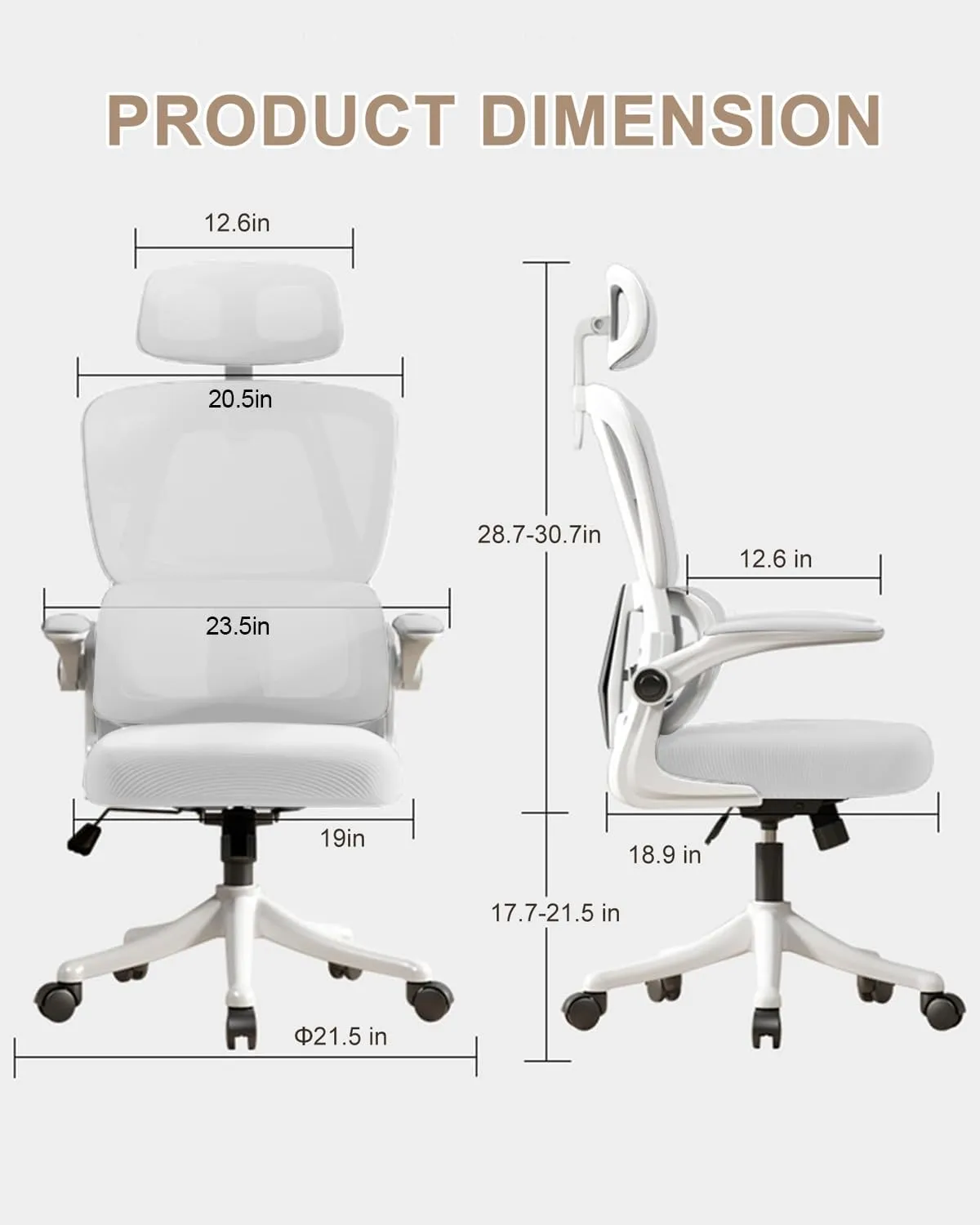 Office Chair Mesh Desk Chair, Ergonomic High-Back Rolling Gaming Work Chairs with Wheels and Adjustable Headrests