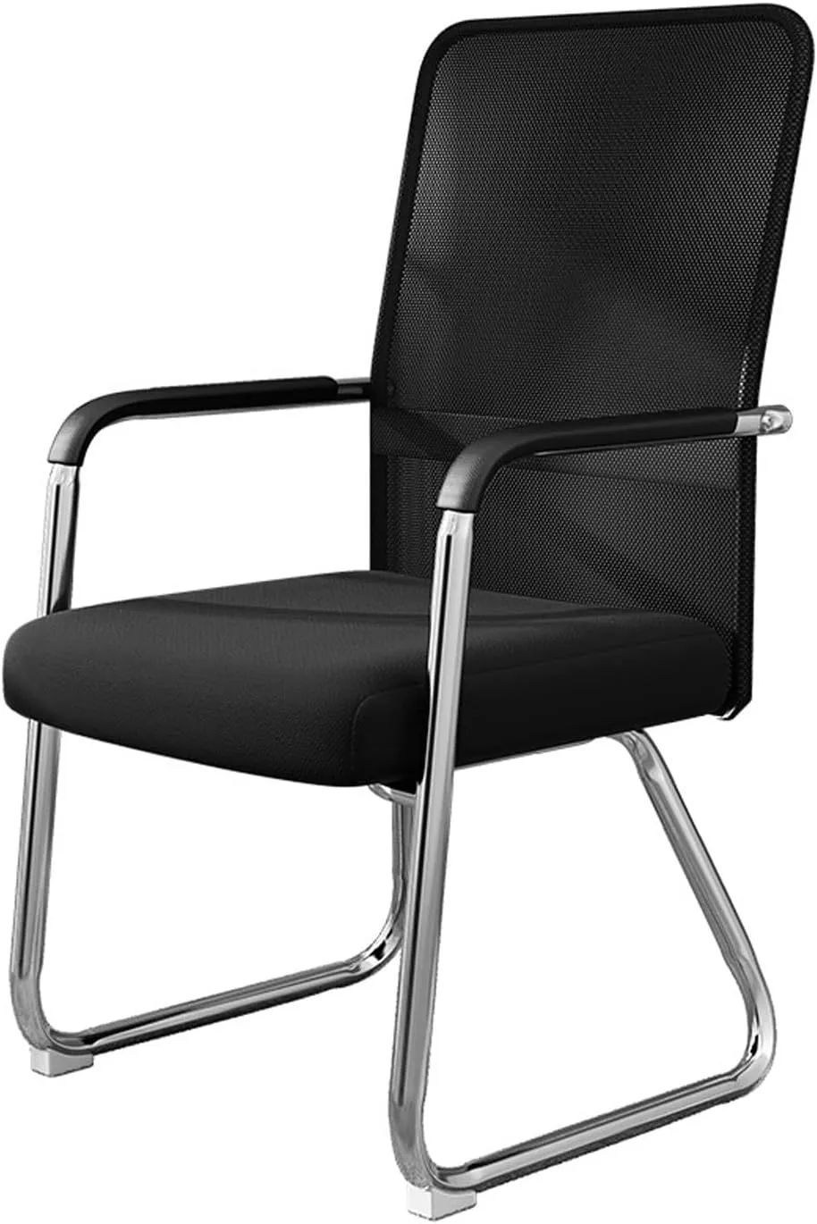 Office Chair Steel Frame Upholstered Premium Fabric Seat Ergonomic Office High Back Elastic Mesh Chair Black Chair and Sled Base Comfort Chair Home Office Desk Chairs