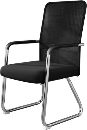 Office Chair Steel Frame Upholstered Premium Fabric Seat Ergonomic Office High Back Elastic Mesh Chair Black Chair and Sled Base Comfort Chair Home Office Desk Chairs
