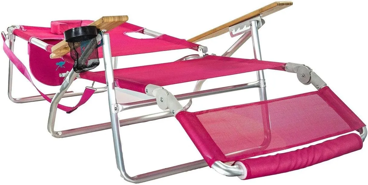 Ostrich 3-N-1 Lightweight Comfortable Aluminum Multi-Position Relaxing Reclining Beach Chair, Pink (2 Pack)