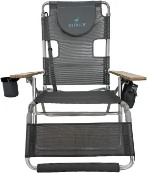 Ostrich Altitude 3N1 Lightweight Lawn Beach Reclining Lounge Chair w/Footrest, Outdoor Furniture for Patio, Balcony, Backyard, or Porch, Blue Stripe