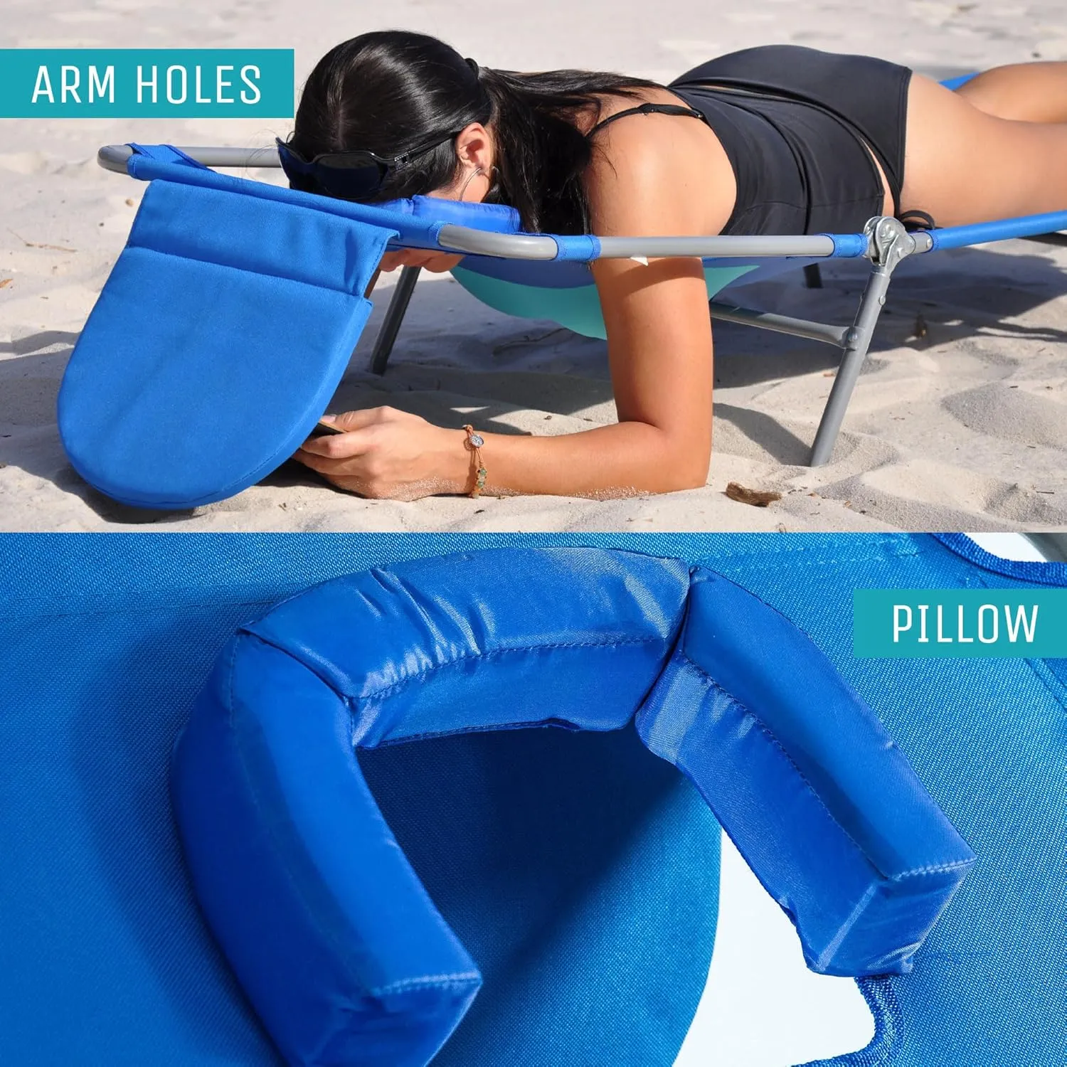 Ostrich Comfort Lounger Face Down Sunbathing Chaise Lounge Beach Chair, (2 Pack)