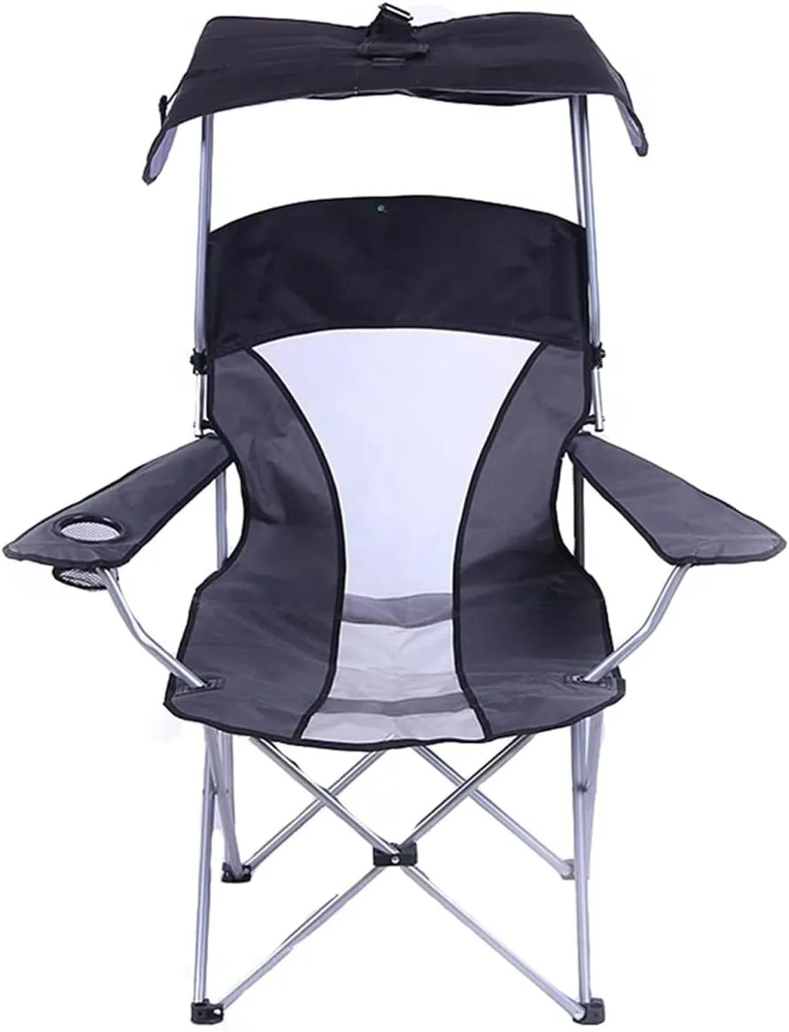 Outdoor Camp Chairs, Portable Wild Fishing Chair Mesh Folding Mesh Canopy Shade Chair Sunshade Seat with Armrest for Sunbathing On The Beach Lawn Chairs Adults