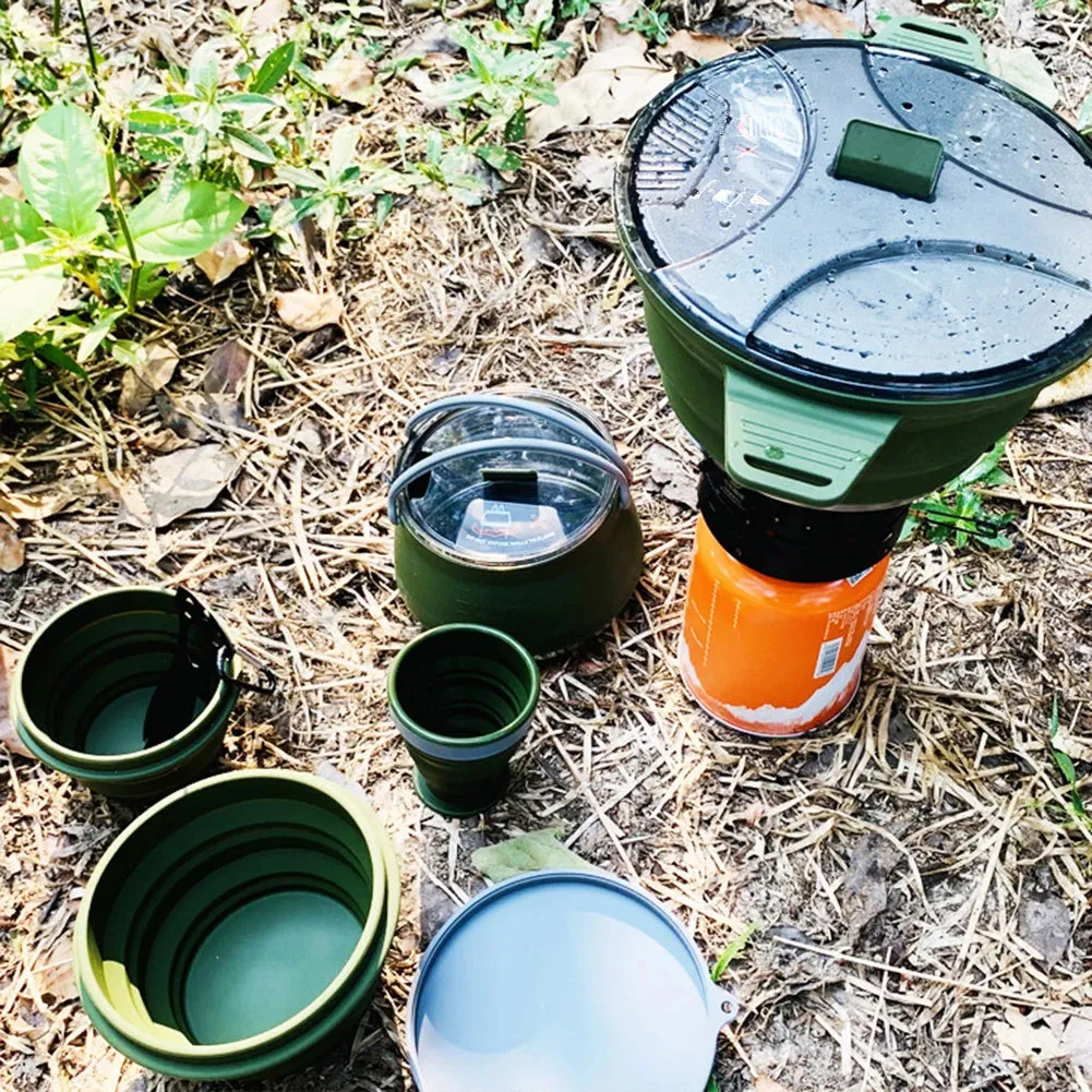 Outdoor Folding Silicone Kettle: Portable Mini Boiling Water Pot with Handle for Camping, Travel, and Picnics