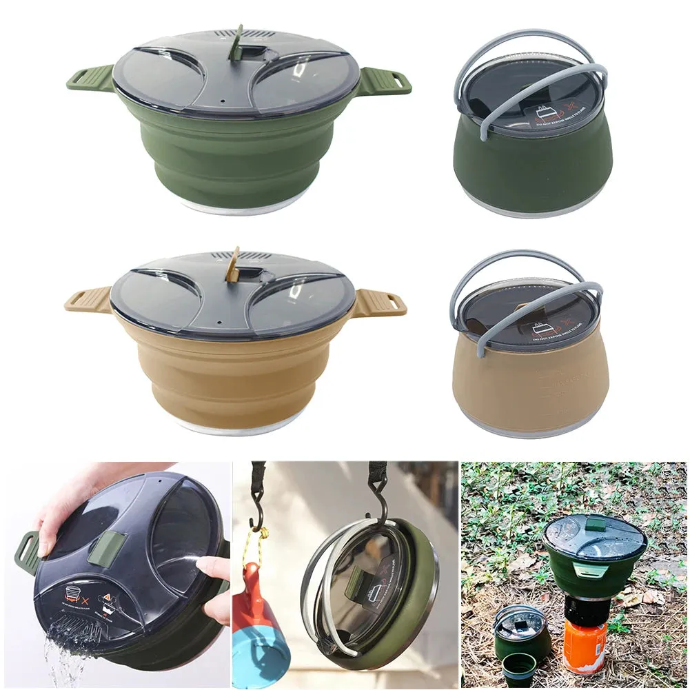 Outdoor Folding Silicone Kettle: Portable Mini Boiling Water Pot with Handle for Camping, Travel, and Picnics