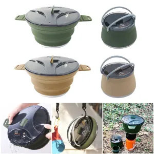 Outdoor Folding Silicone Kettle: Portable Mini Boiling Water Pot with Handle for Camping, Travel, and Picnics