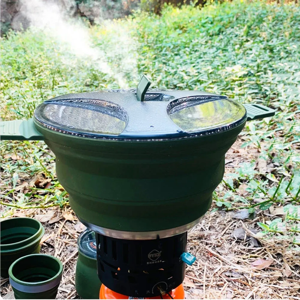 Outdoor Folding Silicone Kettle: Portable Mini Boiling Water Pot with Handle for Camping, Travel, and Picnics