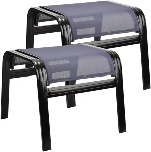 Outdoor Ottoman Patio Footstools Aluminum Small Chair Assembled Footrest for Porch Yard Garden 2 Set Navy Blue