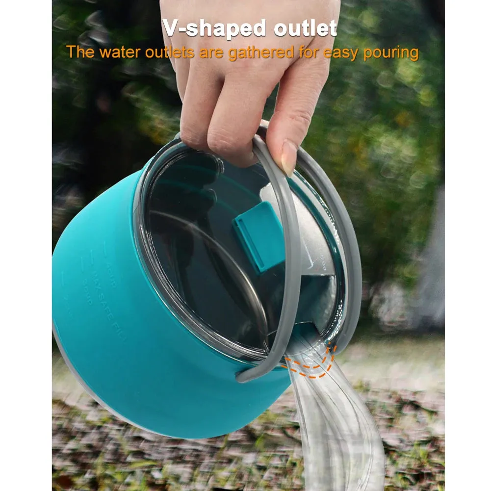 Outdoor Silicone Folding Kettle: Portable Camping Teapot with Handle for Travel, Fishing, and Boiling Water