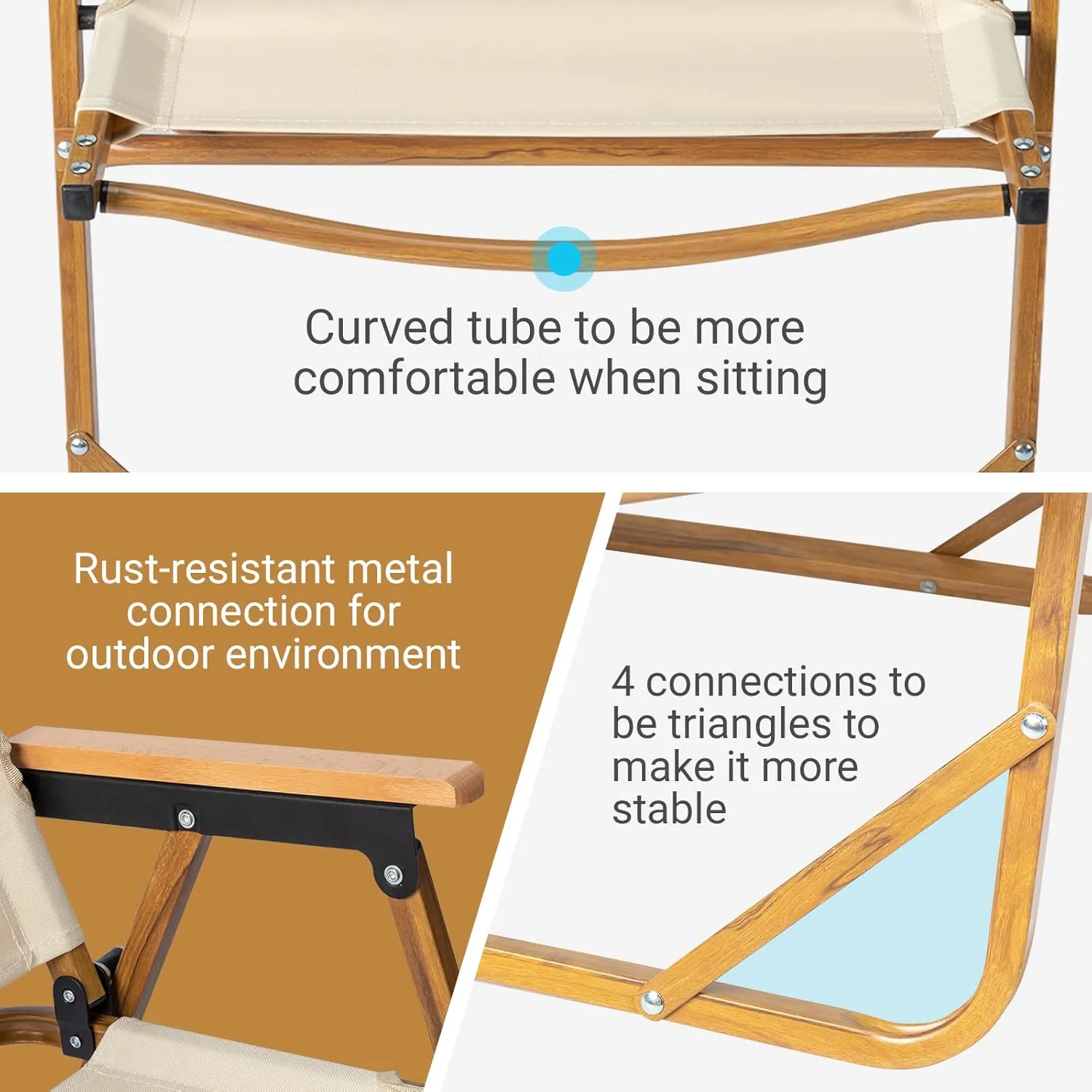 Outvita Portable Folding Camping Chair, Ultralight Low Beach Chair, Durable Aluminum Frame Armchairs for Hiking Concert Fishing Picnic, Supports 220Lbs (Beige Medium)
