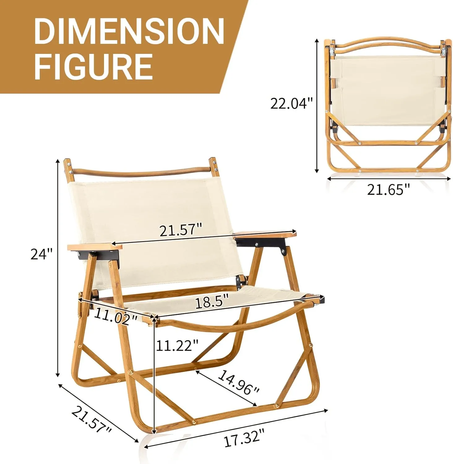 Outvita Portable Folding Camping Chair, Ultralight Low Beach Chair, Durable Aluminum Frame Armchairs for Hiking Concert Fishing Picnic, Supports 220Lbs (Beige Medium)