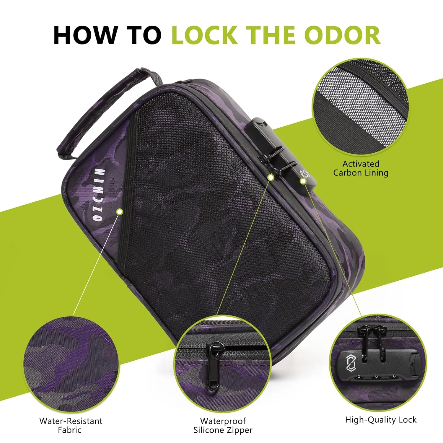 Ozchin Smell Proof Case with Combination Lock - 9.5" x 6" x 3.5" File Organizer & Medicine Lock Bag for Documents & Valuables Storage