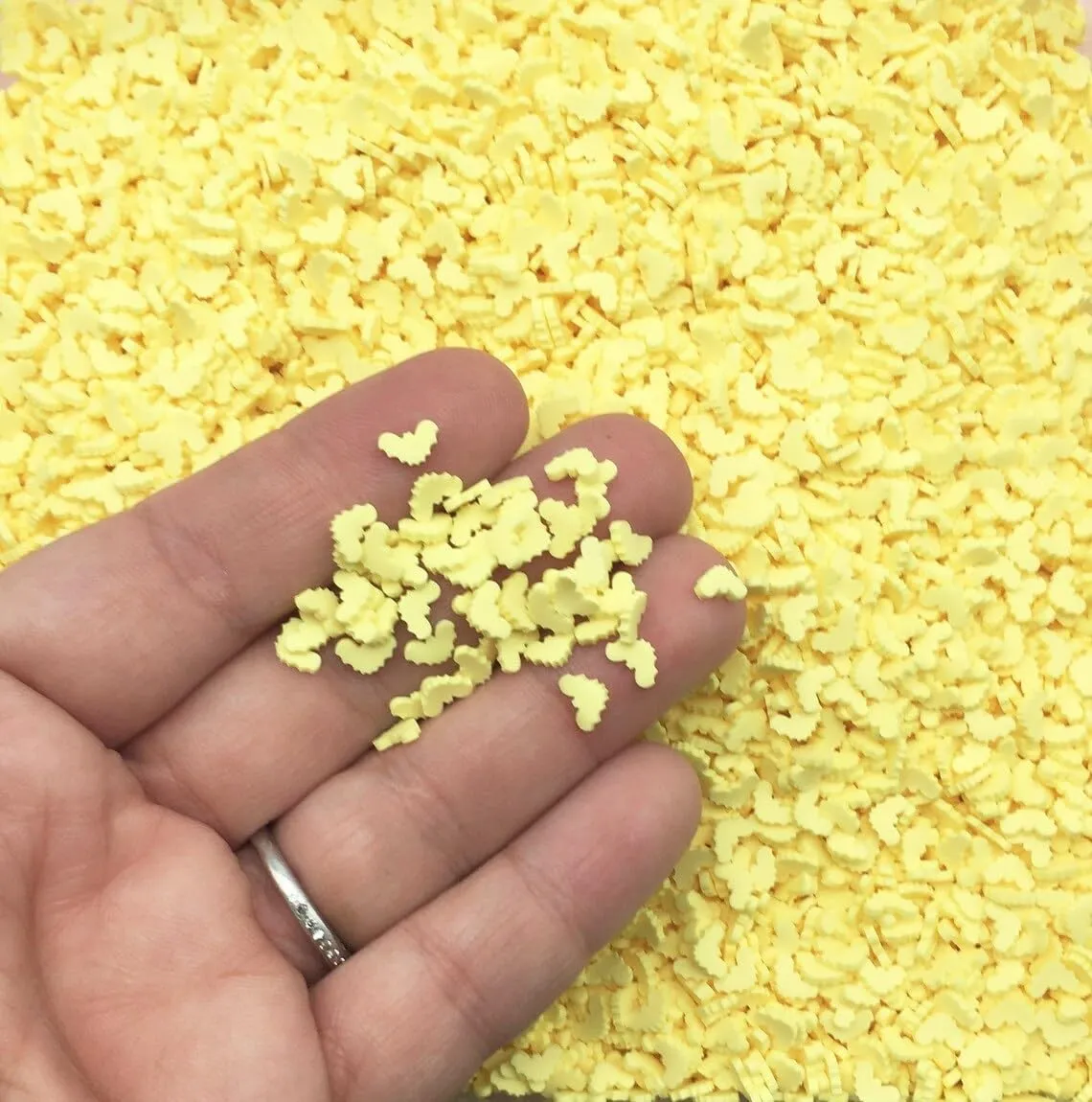 Pastel Yellow Bat Halloween Sprinkles, Spooky Polymer Clay Fake Sprinkles for Crafts, Fake Bake, Slime, Decoden, Funfetti Jimmies (100 gram bag)