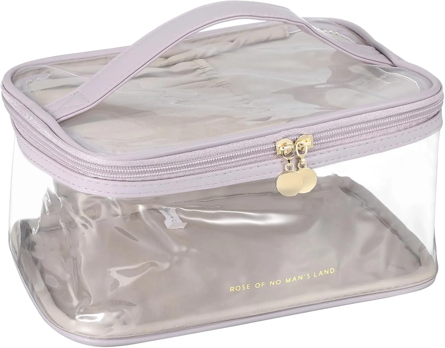 PATIKIL Clear Toiletry Bag, Waterproof Travel Makeup Bag Cosmetic Bag Organizer Large Capacity Portable Tote Storage with Handle Strap Zipper for Women Men, Purple
