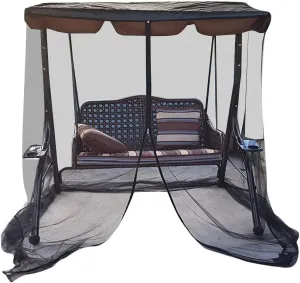 Patio Swing Mosquito Netting Polyester Mesh Screen with Zipper Opening Outdoor Swing Chair Mosquito Net for Patio 2 Person