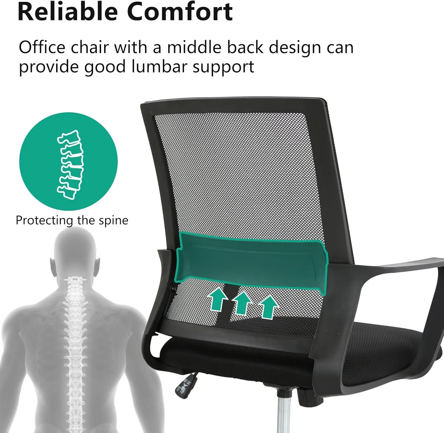 PayLessHere Gaming Chair Ergonomic Computer Chair Office Chair Video Game Chairs with Lumbar Support Desk Chair Armrest Mid Black Cushion Swivel Rolling Chair with Wheels for Home Office(Black)
