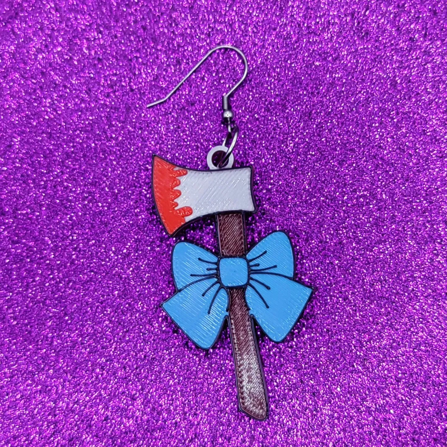 Pearl Bow Axe Statement Earrings 3D Printed