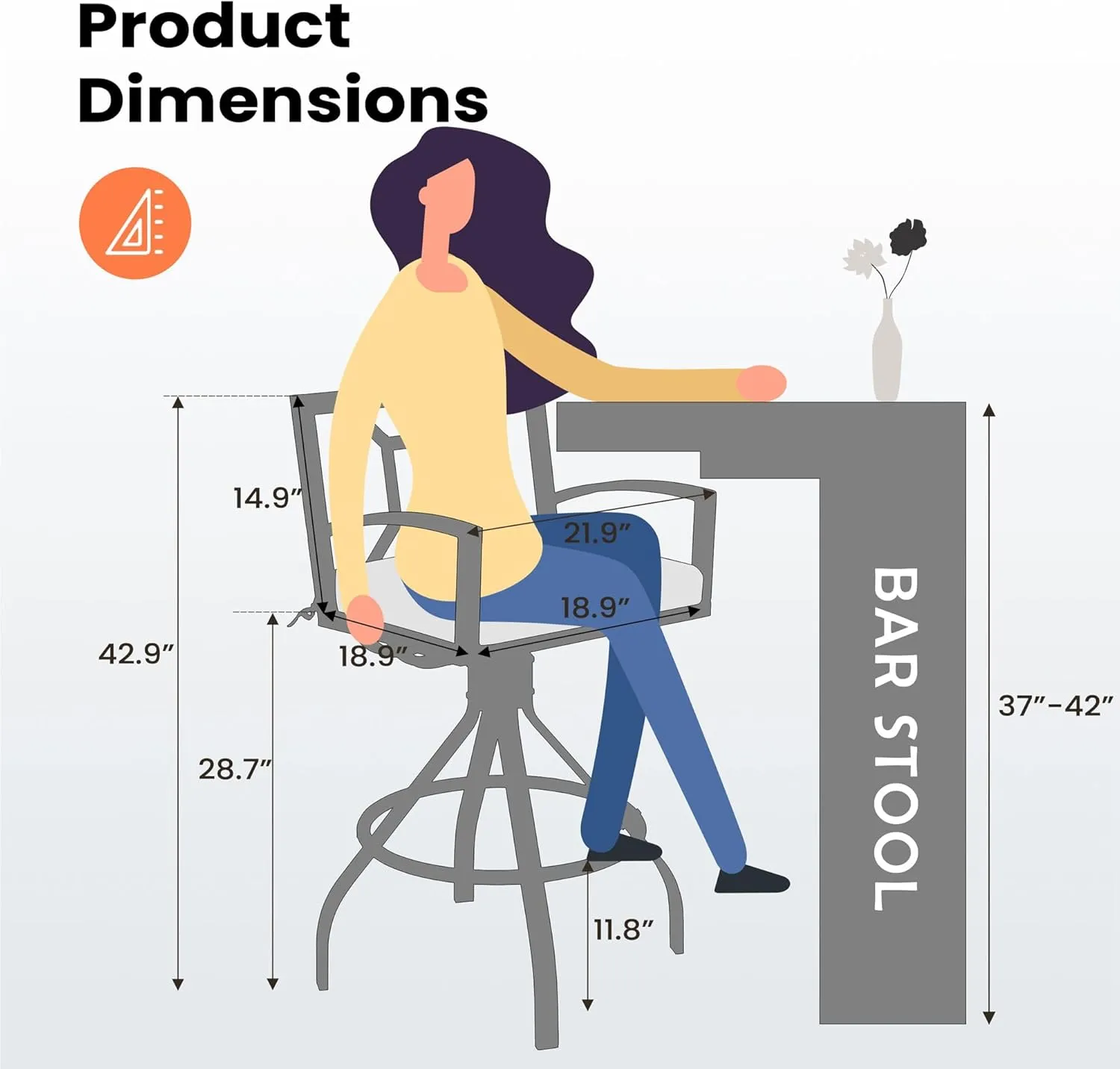 Pellebant Sunbrella Outdoor Swivel Bar Stools Set of 8 - Aluminum Swivel Patio Barstools with Footrest and Armrests, Cast Aluminum Patio High Chair Bistro Set (Canvas Antique Beige)